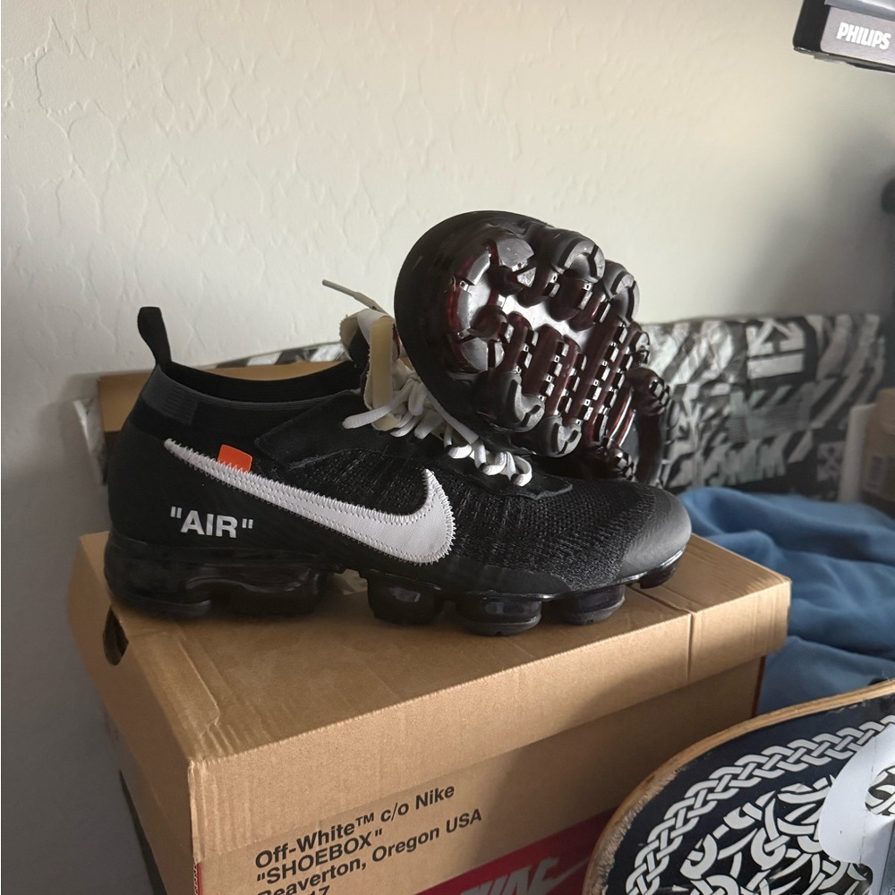 Nike Black and White Low-Top Sneakers with Orange Tab